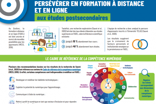 capture d'écran du napperon persévérer en formation à distance et en ligne aux études postsecondaires