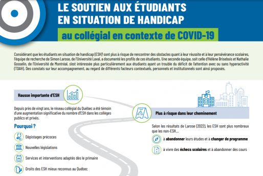 Image d'une capture d'écran du napperon qui a été crée et diffusé par le ministère de l'éducation du Québec, en lien avec le Soutien aux étudiants en situation d'handicap au collégial en contexte de COVID-19