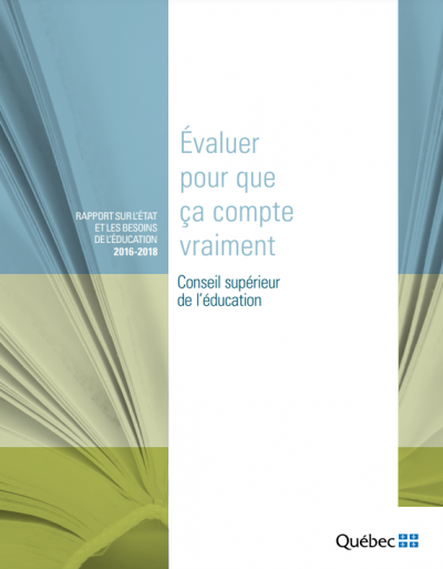 Page couverture du Rapport sur l'etat et le besoins en education pour une analyse des differentes méthodes en évaluation